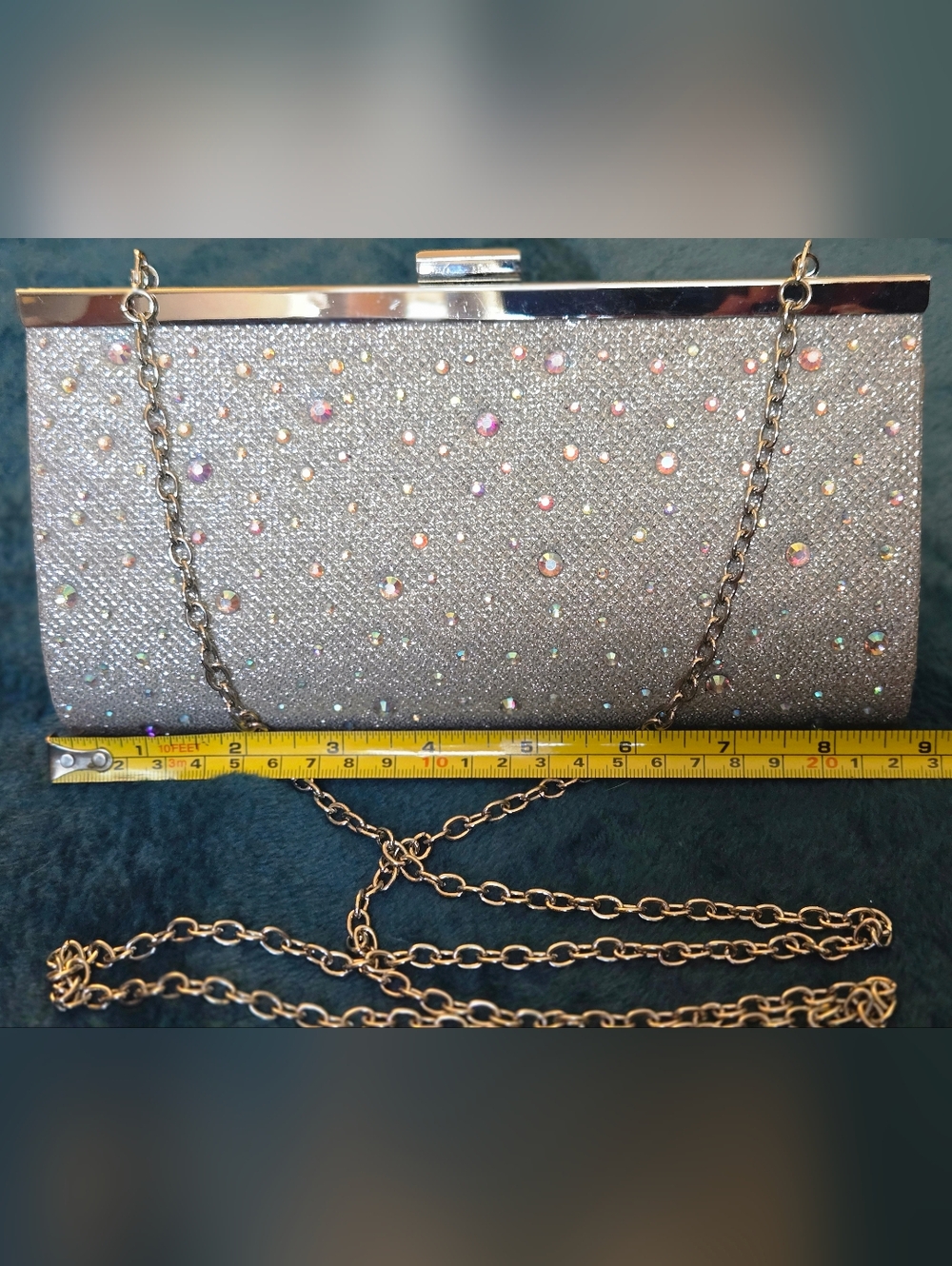Sparkling Charming Charlie RSVP Silver Crystal Evening Clutch - Picture 7 of 9
